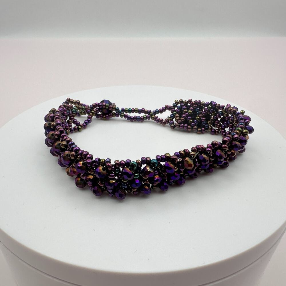 Vintage 90s Y2K Iridescent Beaded Bracelet Boho Statement Women's Jewelry Boho